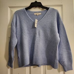 NWT LOFT Light Blue V-Neck Wool-Blend Sweater Size XS